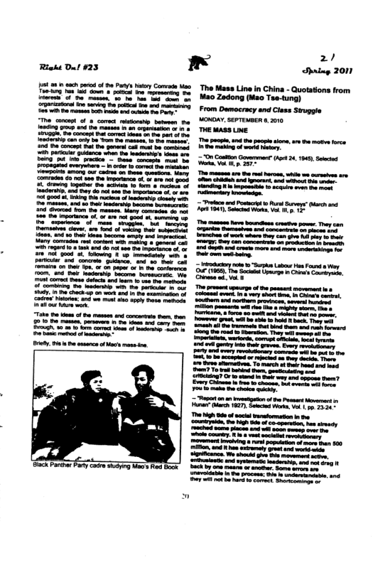 i 4 l}i iy ity Eiisé?!&s&!tssw a ! 1 8 i i H !g -t I | | 1 i 1 :!i H famn ! X Panra Fary core ding o’ e Bk 2/ Shaieg 2011 The Mass Line in China - Quotations from Mao Zedong (Mso Tas.tung) From Democracy and Class Struggie THE Mass Lve 2 peepin s e pecpts e, r e motvefrce e ot R — v . 7 P rRe— e ep— R 104 St e, ot 5 TF T e e s creste por Ty can i e 1t o e ey e e e oy o s o b s oot ot et feraty e st ey e S s s P oy O T St Dy o Eove, [ttty e —— o G 1537 S .Vt 5 B350